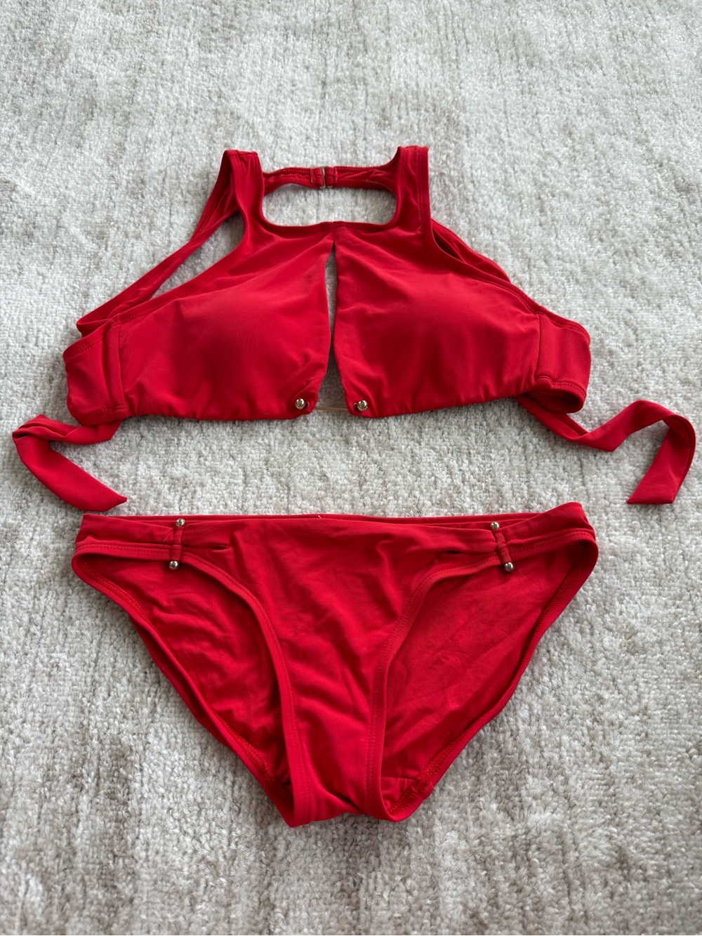 Everything But Water Highneck Key Top Bikini Set with Gold Accents